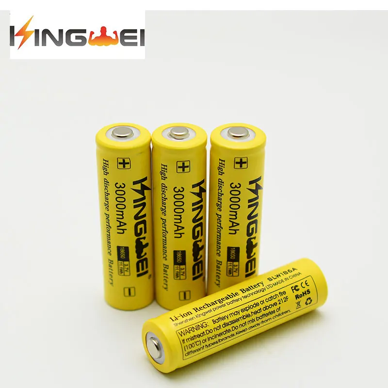 10 шт. реальная емкость KingWei 18650 3000 mAh перезаряжаемый 3,7 v литий-ионный аккумулятор для светодиодный фонарик