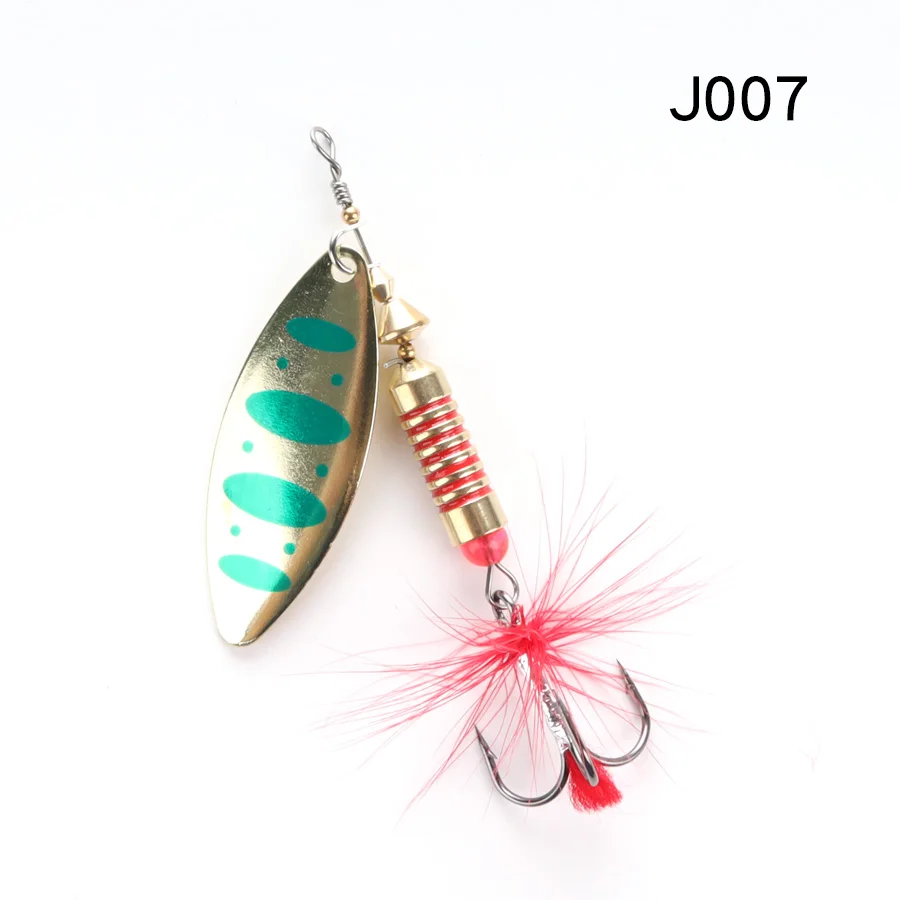 W.P.E New Spinner Lure Hard Bait 1pcs 6.5g/10g/13.5g Spoon Lure Metal Lure Feather Treble Hook Fishing Tackle Bass Fishing Pesca - Цвет: J007