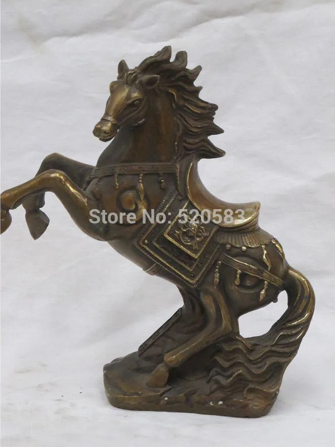 

8.5"China Sino feng shui Bronze dragon head saddle horse win instant success ST