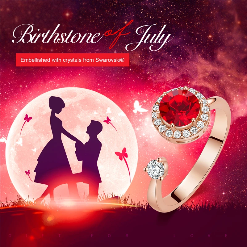 Najtaniej Cdyle kobiety złoty pierścionek ozdobiony kryształem z Swarovski 12 kolorów Birthstone okrągły otwarty pierścień biżuteria akcesoria