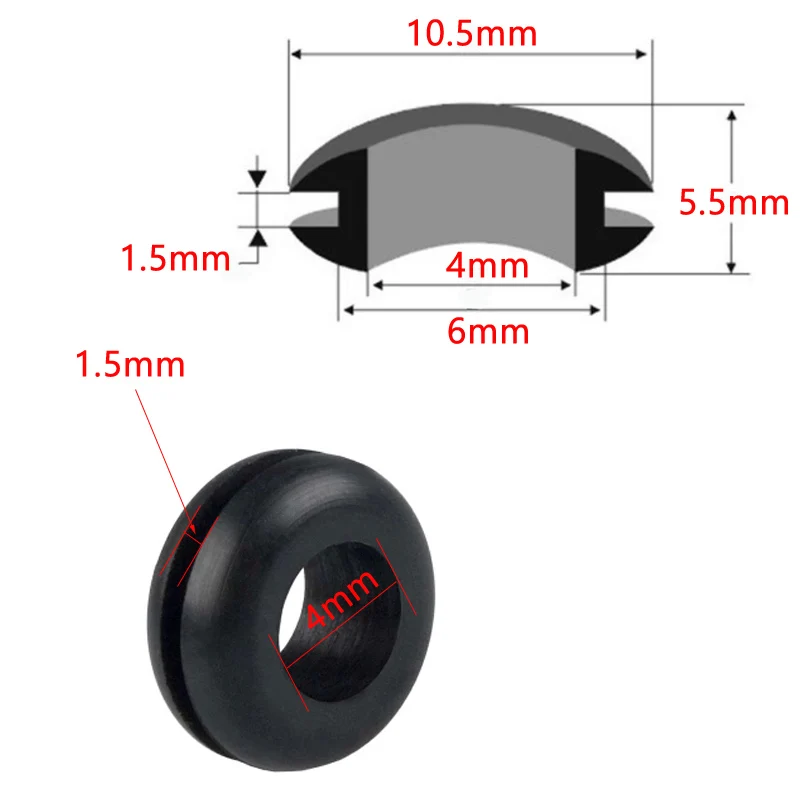 200 шт внутренний диаметр 3/4/5/6 мм черный двустороннее ПВХ защитное кольцо резиновая проволока кольцо поездки перегрузки по току катушки двусторонний катушки