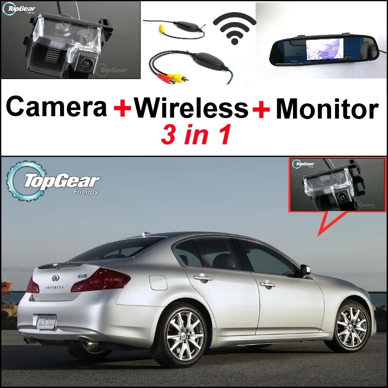 3 in1 Special Rear View Camera + Wireless Receiver Mirror Monitor Easy DIY Back Up Parking System For Infiniti G25 Q40 Q60 | Автомобили и
