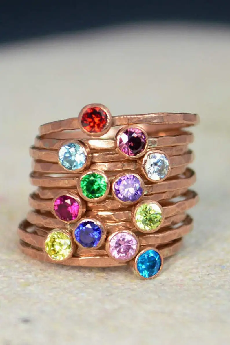 

Dainty Copper Mothers Ring Copper Stacking Ring Mommy Ring, Mother's Ring Mom Ring Grandma's Ring Stacking Ring Stack Ring