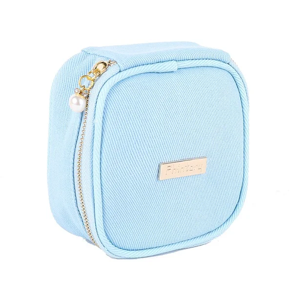 Маленькая милая косметичка, освежающие дорожные сумки, гигиенические полотенца, квадратная косметичка, портативные хлопковые косметички - Цвет: Blue