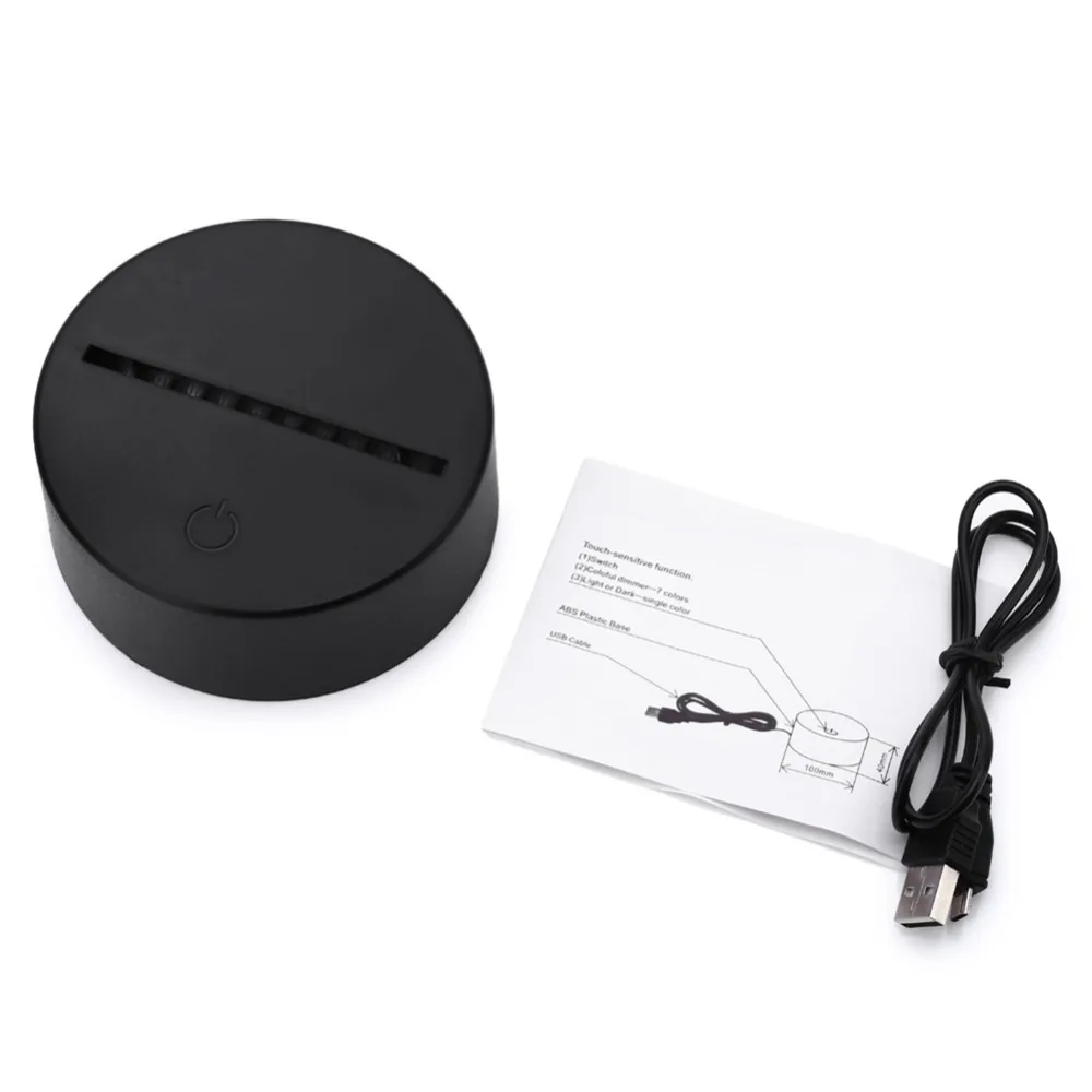 

New LED Lamp Base 3D Night Light Acrylic Plate Panel Holder Remote USB Cable
