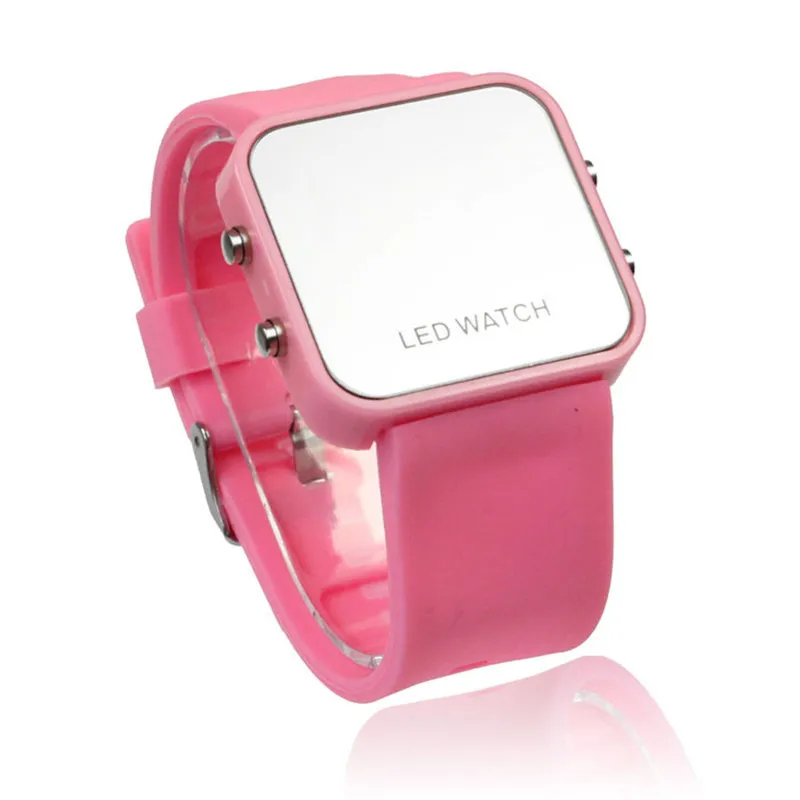 

Digital Watches Womens Mens Rubber Mirror Calendar LED Watch Date Sports Bracelet Digital Wrist Quartz Watch Alarm Clock *E