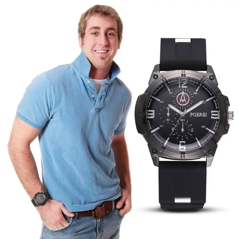 

New Fashion Men's Watches Silicone Band Analog Casual Sports Quartz Wrist Watch Male Clock Business Mens Wrist Watch 2018