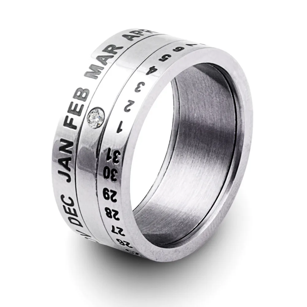 Вращающиеся кольца с цифрами и месяцами для мужчин anillos, Новое поступление, титановое кольцо для вечеринки в стиле панк, ювелирные изделия