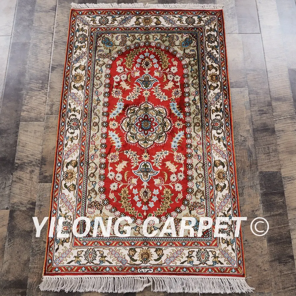 

YILONG 2.5'x4' Traditional tabriz carpet red vantage exquisite Turkish persian silk rug (HF006B2.5x4)