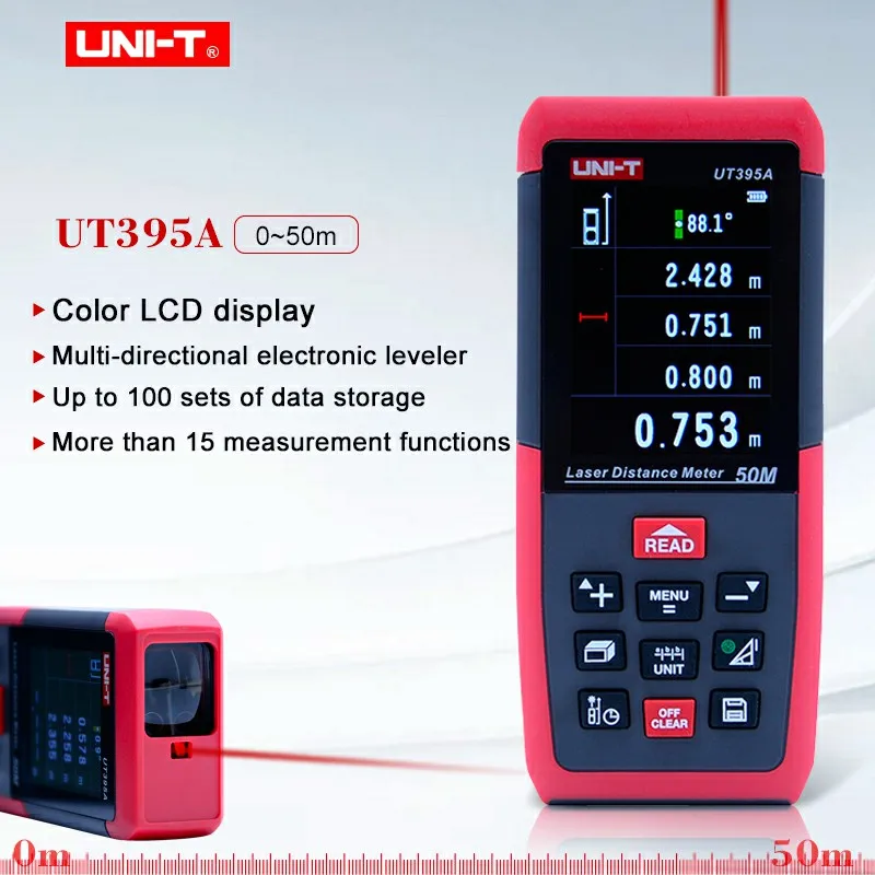 

UNI-T UT395A Professional Laser Distance Meters 50M Laser Range finder Digital range finder Measure Area/volume Tool