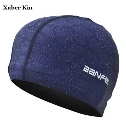 Водонепроницаемый мужские плавательные шапки синий черный купальный шапки для человека G17-K491