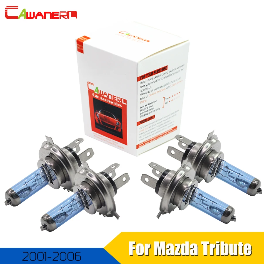 

Cawaner For Mazda Tribute 4-Door 2001-2006 100W H4 Hi/Lo Auto Halogen Bulb 4300K Warm White 12V Car Headlight Light 4 Pieces