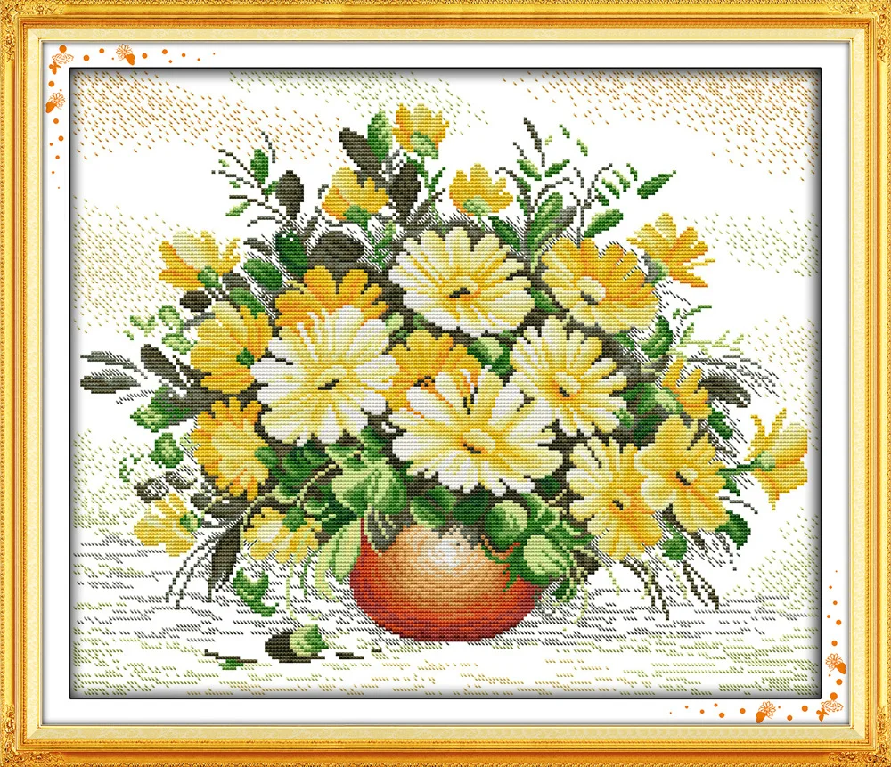 

New arrival 2018 Daisy Cross Stitch DIY 11CT 14CT Cross-Stitch Kit Handmade Embroidery for Needlework
