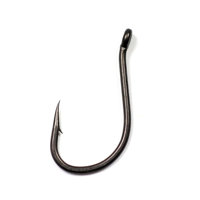 30pcs Teflon Coating Out Turned Eyed Carp Hooks Up Bent Matte Black