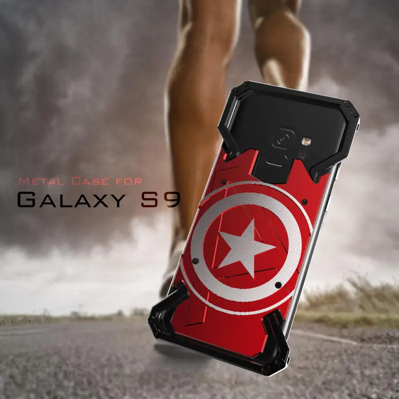 Роскошный Алюминиевый металлический чехол для samsung S9, чехол с изображением Капитана Америки, чехол с рамкой для Galaxy S9 Plus, чехол с изображением Человека-паука