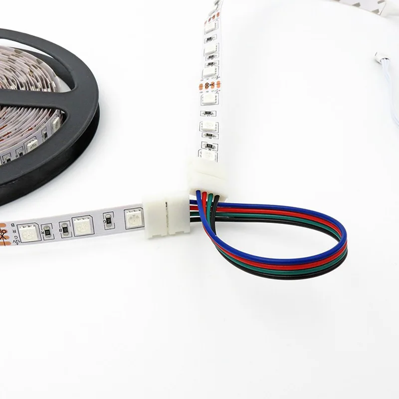 5 шт./лот 10 мм 4 pin solderless удлинить разъемы на 2 концах для 5050 RGB светодиодный полосы или 10 мм широкий 4 pin гибкий разъем печатной платы