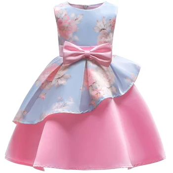 Baby Kids Flower Pretty Birthday Dresses Children Clothing Toddler Wedding Princess Dress Eveving Party Costume Clothes With Bow 5