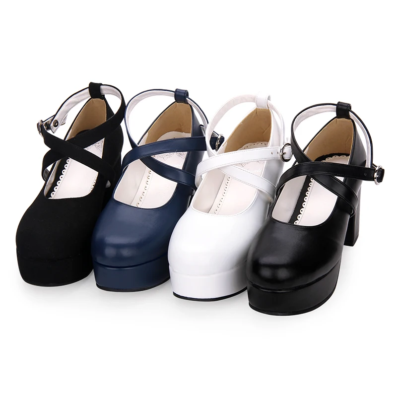 Imprimir Fiesta 47 Flock Cosplay Chica Blue Cm Mano 8 Alto Tacón 33 Negro Hecho Princesa dark Señora Mujer black Las A Angelical De white Bombas Mori Lolita Zapatos Mujeres Vestido dHw1qd