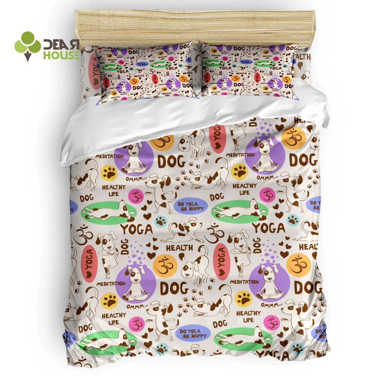 

Dear House Duvet Cover Set Spotted Dog Duvet Cover 4 Piece Bedding Set