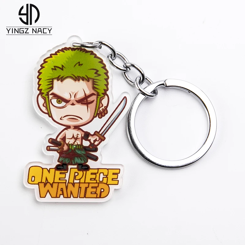 

Anime Figure Roronoa Zoro Keychains For Women Men One Piece Key chains Acrylic Cute Cartoon key rings Ornament Cosplay Jewelry