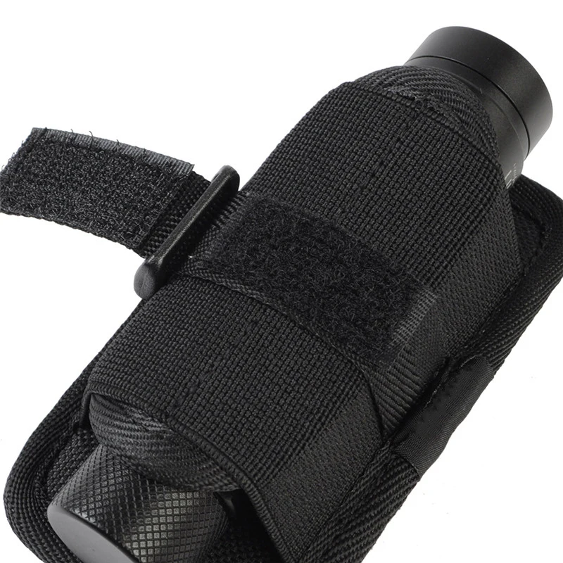 Tactical Molle Flashlight Holster Pouch for Belt with 360 Degree Rotatable Clip Hunting Flashlight Holder Torch Case Bag Nylon