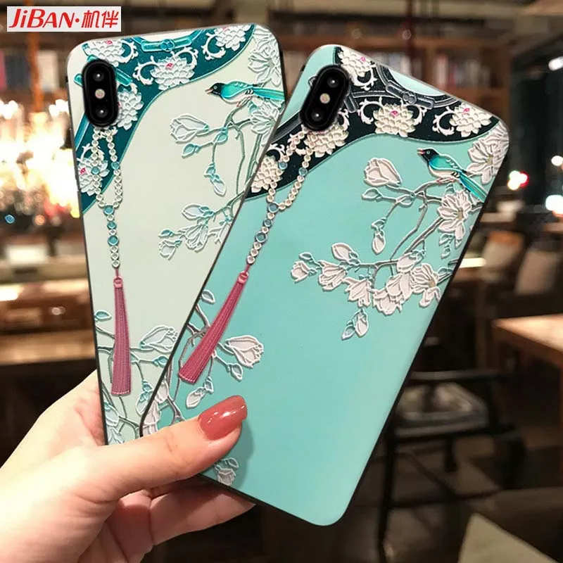 JIBAN китайский Стиль Королевский наряд чехол для Iphone XS MAX XR X 6 6s plus 7 Plus 8 тиснением