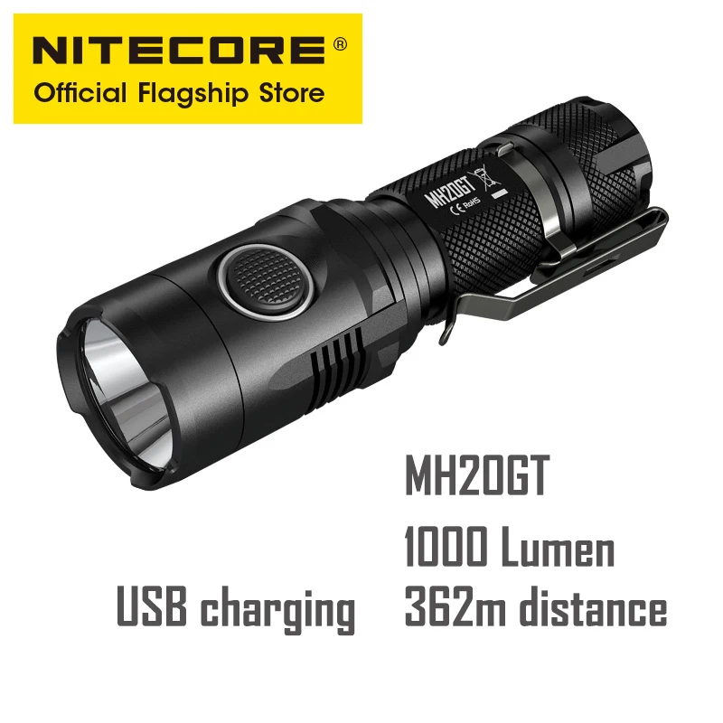 NITECORE MH20GT перезаряжаемые сильный свет литиевая батарея флэш-светильник водонепроницаемый портативный поисковая лампа