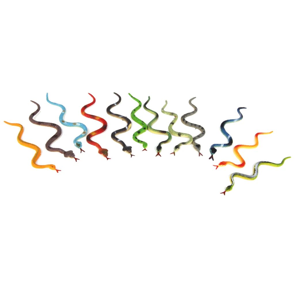 12pcs Plastic Fake Reptiles Animal Snake Model Toy Prank Gag Gifts