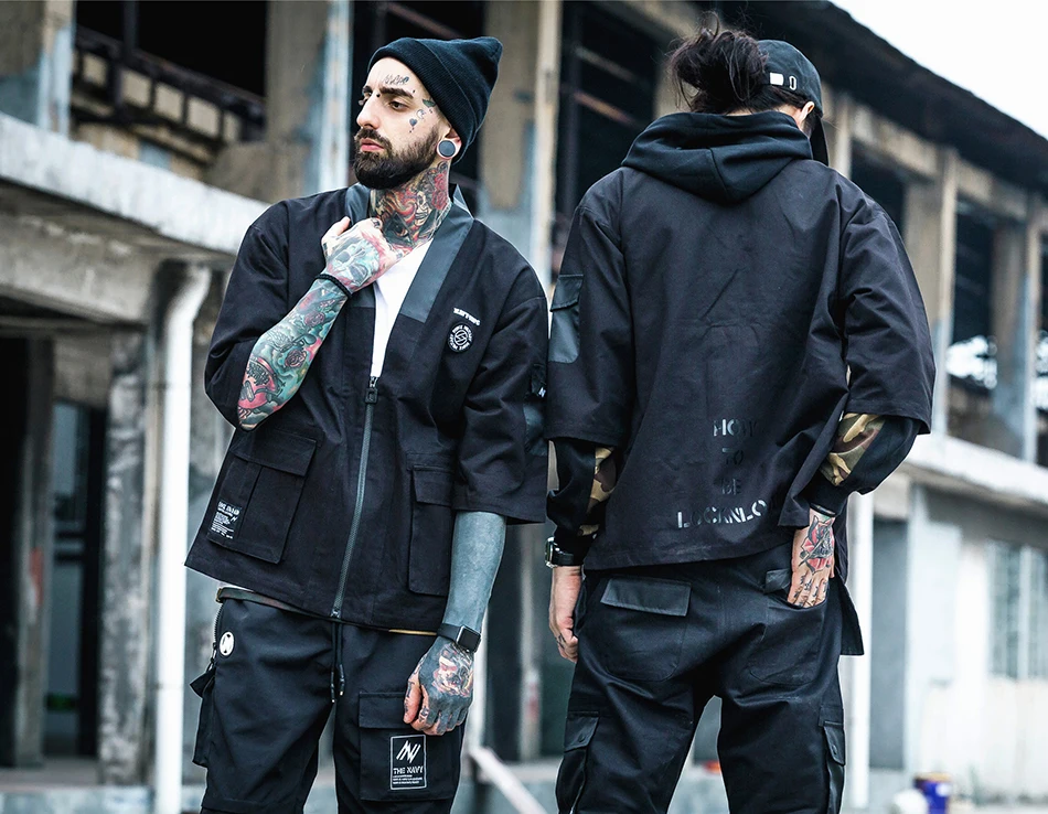 Aelfric Eden повседневные мужские куртки на молнии уличная хип-хоп мужской кардиган кимоно куртка пальто японский стиль Harajuku верхняя одежда KJ51