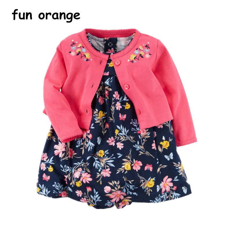 Buy Fun Orange Baby Girls Dress Set Spring Autumn Infant Two piece Set High