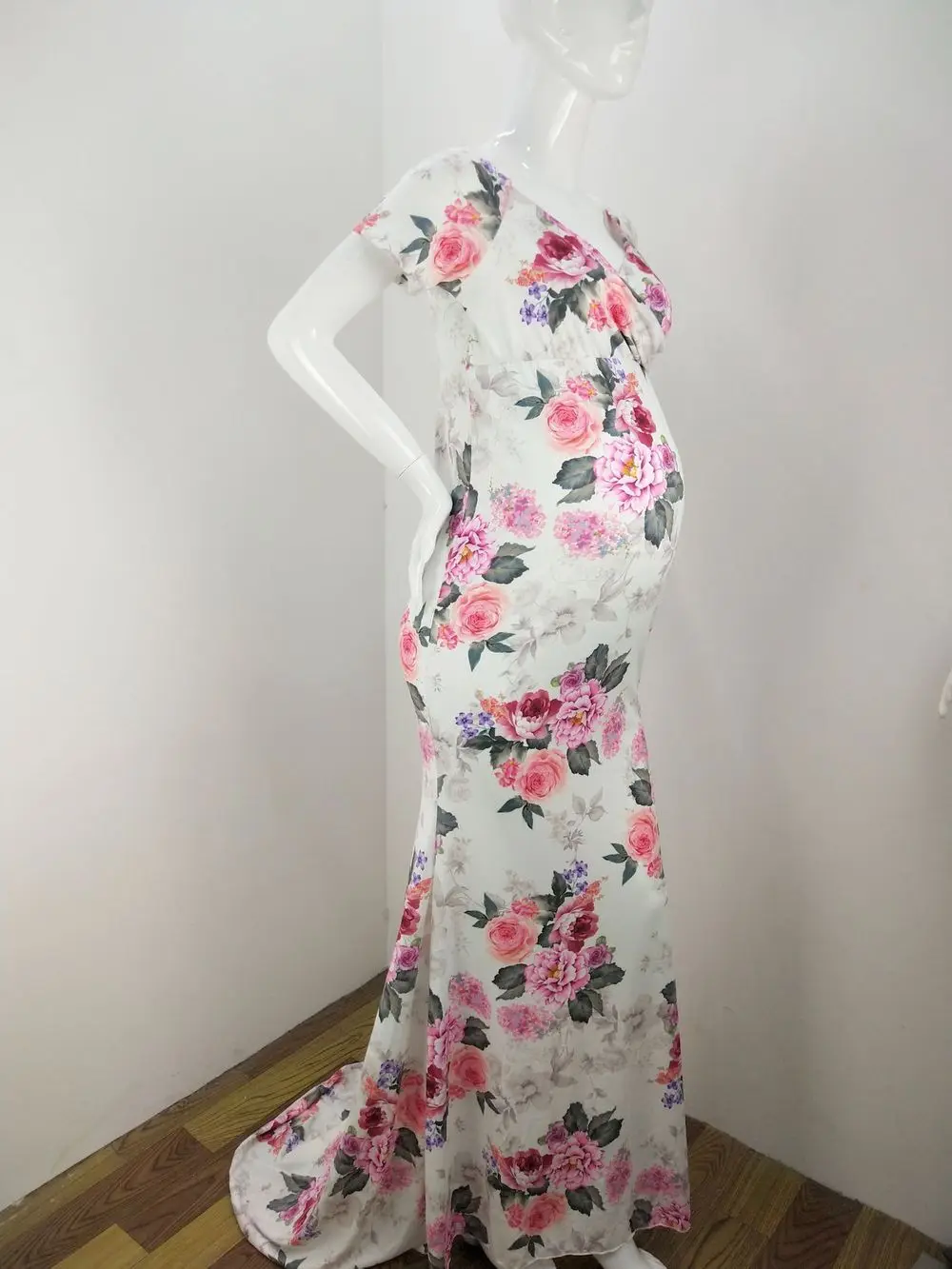 New Floral Maxi Maternity Gown For Photo Shoots Long Maternity Photography Props Pregnancy Dress Sexy Pregnant Dresses For Women (21)