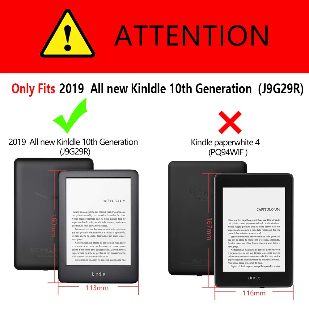 Rouge ELTD Coque Housse Étui pour Nouveau Kindle 10th Generation 2019 Release Smart Cover Housse pour Kindle 2019 