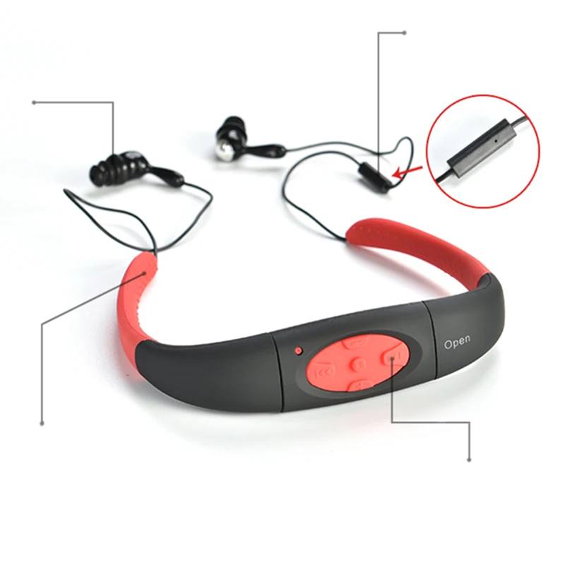 

2017 New Arrival Waterproof MP3 Sport Bluetooth V4.0 Headset Earphone Headphone Music Mp3 Player Neckband mp3 10m Underwater