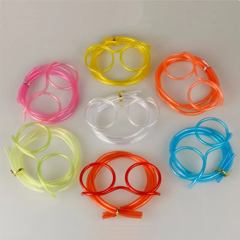 Creative Funny Soft Plastic Straw for Kids Birthday Party Toys Fun Glasses Flexible Drinking Toys Children Baby Party Gifts