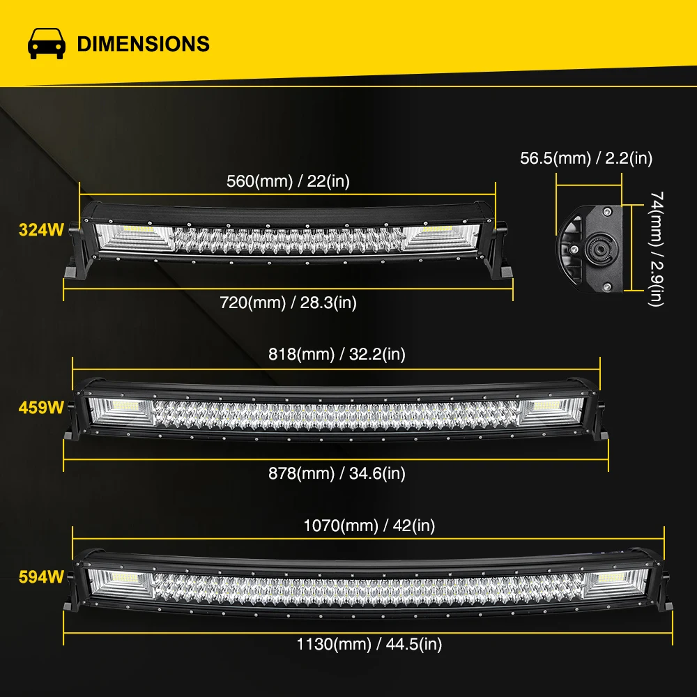 22, 32, 42 дюйма внедорожный светодиодный световой бар 324 Вт 459 Вт 594 Вт точечный комбинированный луч для Jeep 4x4 ATV 4WD грузовик внедорожник 12 В 24 в светодиодный рабочий свет