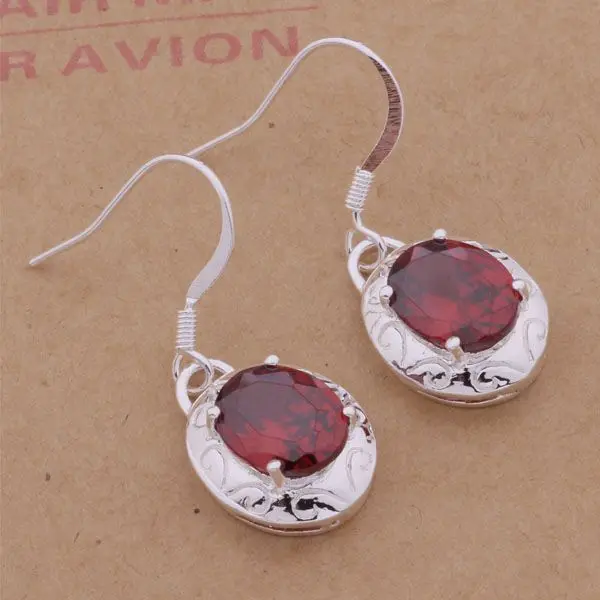 

AE245 Hot 925 sterling silver earrings , 925 silver fashion jewelry , fiery earring inlaid red stone /cdsakuza anvajfca