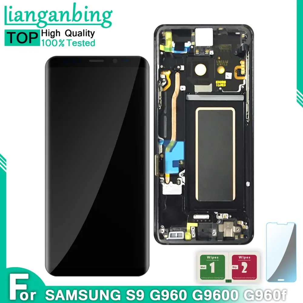 

SUPER AMOLED LCD for SAMSUNG Galaxy S9 G960 LCD Touch Screen Digitizer Assembly Replacement parts with Frame For S9 G960 LCD
