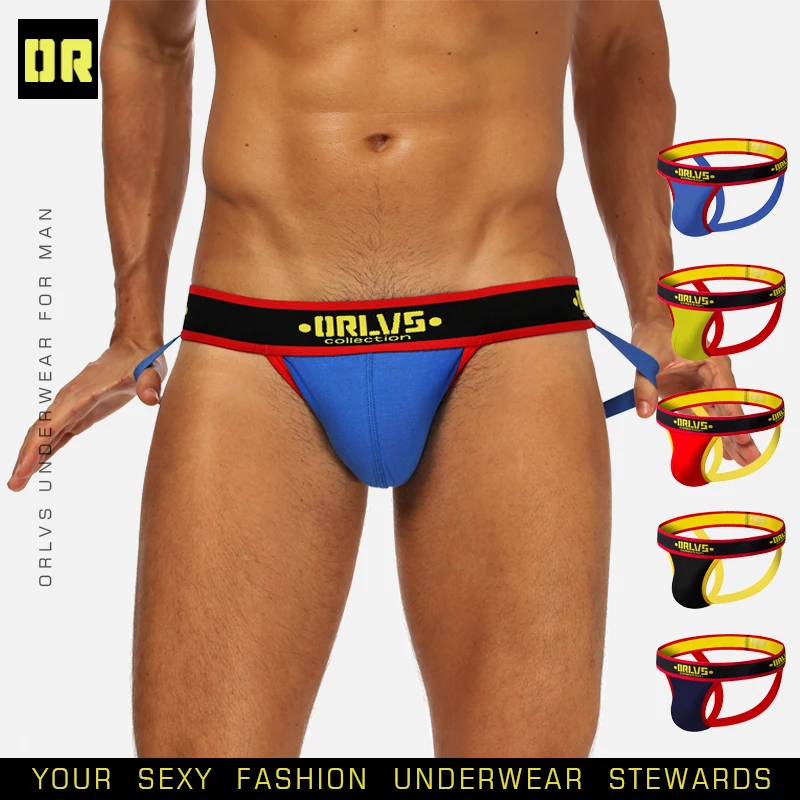 ORLVS Brand Men Jockstrap Sexy Briefs G-String Thong Tanga Hombre Gay Underwear Breathable Penis Pouch Male Jockstraps |