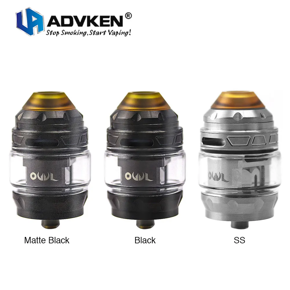 

Original Advken OWL Subohm Tank 3ml/4ml subohm tank 0.16/0.2ohm mesh coil top airflow slide filling 810 PEI drip tip E-cig Tank
