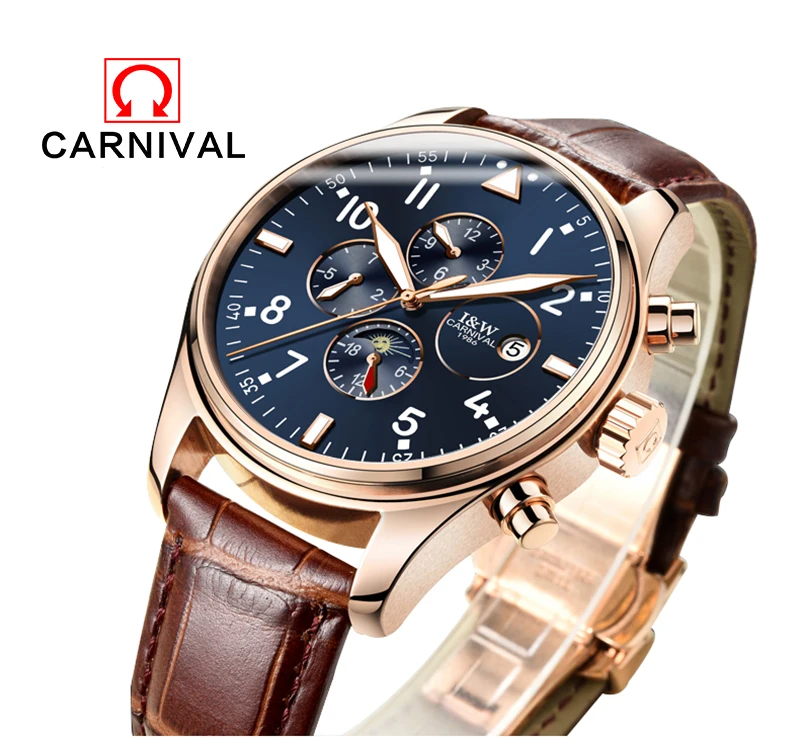 Prix pour Suisse Carnaval Célèbre Marque Montre 2016 Nouvelle De Luxe Hommes Automatique Montres Rose Boîtier en Or Cadran Bleu Bracelet En Cuir Lune Phase Prix pour Suisse Carnaval Célèbre Marque Montre 2016 Nouvelle De Luxe Hommes Automatique Montres Rose Boîtier en Or Cadran Bleu Bracelet En Cuir Lune Phase