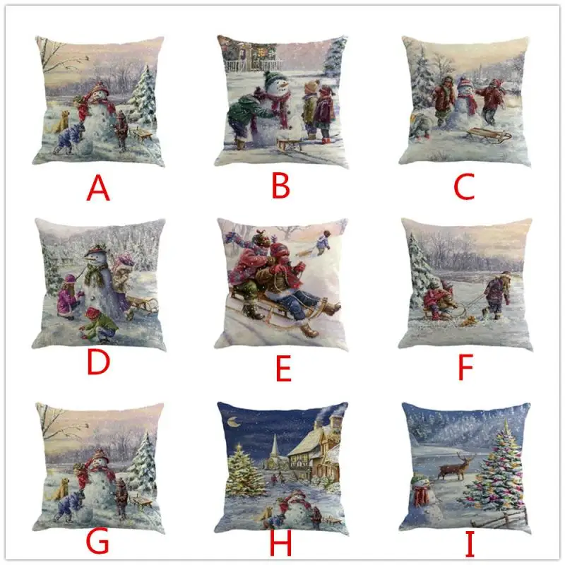 

2018 Pillow Case 45*45 Christmas Cotton Linen Sofa Car Home Waist Cushion Cover Throw Pillow Case Free Shipping NEW DE27