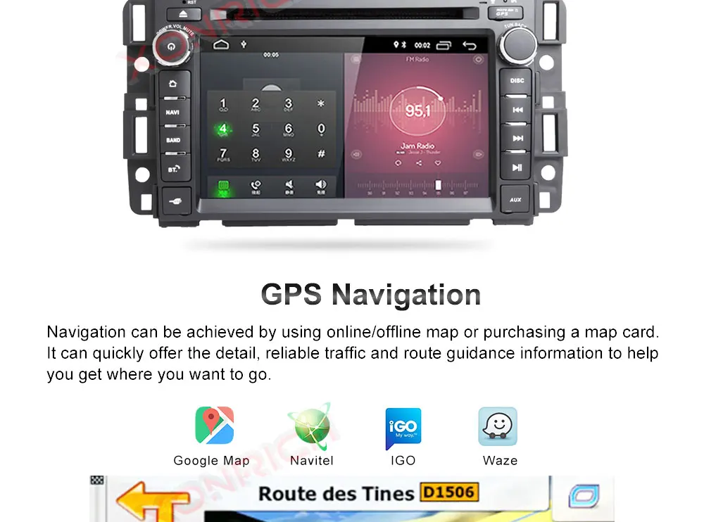 Top 7 inch Head Unit Android 8.1 Car Radio Stereo Audio GPS Navigation For Chevrolet Traverse Tahoe Suburban GMC Multimedia player 25