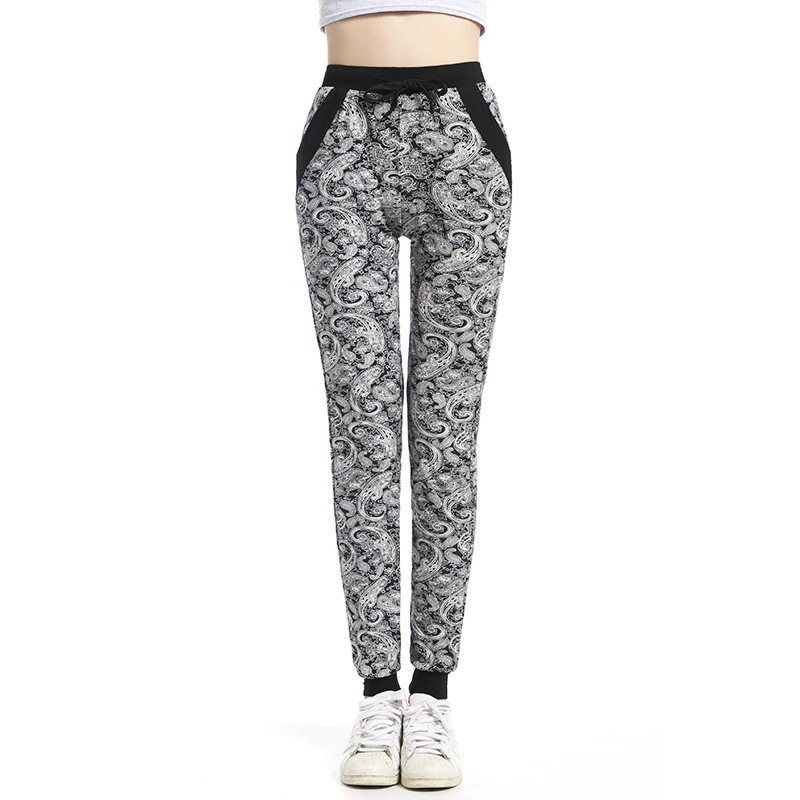 

2019 Women's Pants Fashion Print Drawstring Casual Pencil Pants Female Summer Trousers Long Loose Floral Sweatpants
