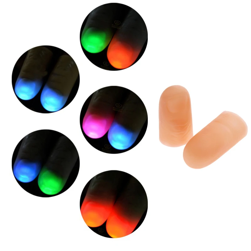 

2PCS LED Light Flashing Fingers Magic Trick Props Amazing Glow Toys Children Kids Luminous Gifts Funny Novelty Light-Up Thumbs