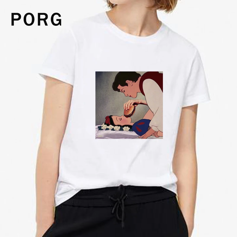

Women's Spoof Princess tshirt print Hamburger T Shirtstreetwear korean style Aesthetic camisetas verano mujer 2019 t shirt women