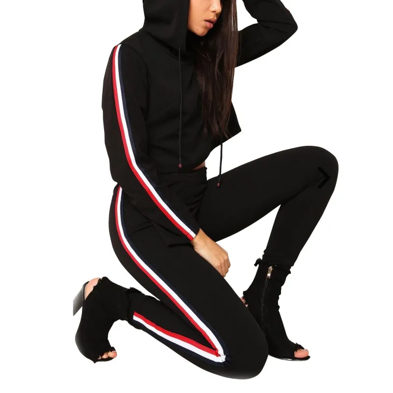Liva Girl New Casual Tracksuit Women 2 Piece Set Top And Pants Sexy Striped Ladies Leisure Two Pieces Pullover Suits S-XL