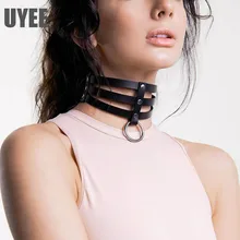UYEE, новинка, воротник из искусственной кожи, широкий шейный ремень, регулируемые ремни SM, бандаж на шею, ремни на подтяжках, бондаж, сексуальные, БДСМ, готика