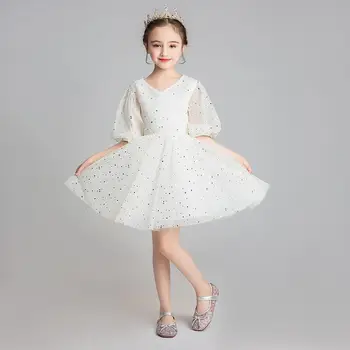 

2019 New Children Girl Mesh Tutu Princess Dress Kids Dresses For Girls Wedding Birthday Party Toddler Girl Clothing Vestido F181