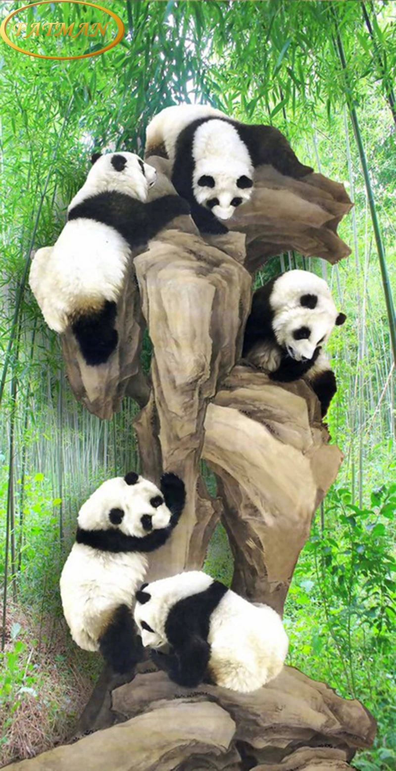 Kustom Foto Wallpaper 3D Lucu Panda Mural Wallpaper Ruang Tamu