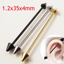 Brinco de mamilo industrial, 2 peças, 16g 1.2mm, longo, reto, anéis de barbell, piercing de orelha tragus, barra de anéis do mamilo, corpo dos lábios joias,